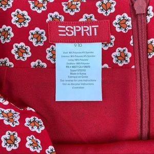 Esprit red heart print knee length lined skirt medium